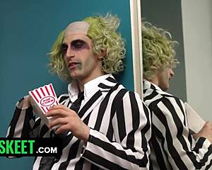 i luvd watchin beetlejuice xxx parody slutty costumes group jizz fest