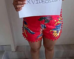 pressing and squeezing my huge indian wife tits for verification