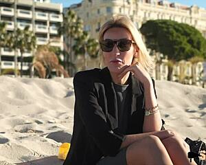 Anouk Blonde Milf Assfucks Huge Cock Bent Over with Big Tits Bouncing