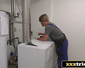 frustrated ebony housewife jai james gets her big tits pussy deepthroated and fucked by pervy handyman