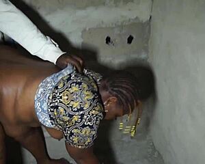 Raw outdoor bareback with shaved wife bent over taking monster black cock deepthroat cumshot.