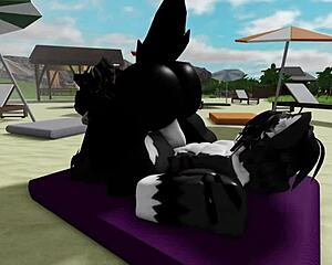 Fuck Roblox Mal0 cowgirl doggystyle on beach hard