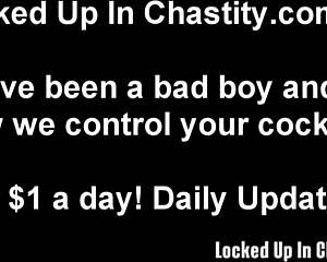 your cock stays locked while i play with my boyfriend's toys