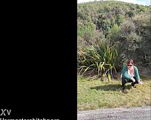 Trashy Kiwi Milf Thrills At Roadside Piss