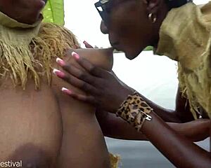 MY TWO ZULU WIVES BATHE NAKED IN VILLAGE WHICH TITS BETTER?