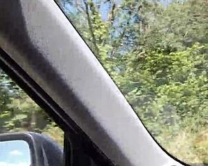 snapped a quick selfie flashing tits right in the car