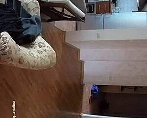 Hidden cam catches couple fucking in living room