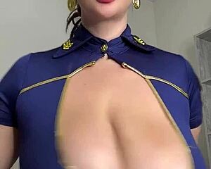 Whoa check this gorgeous milf's huge saggy natural tits bouncing horny