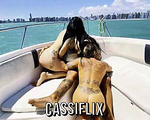 she strips naked at sea then rides huge cock on boat till creampied