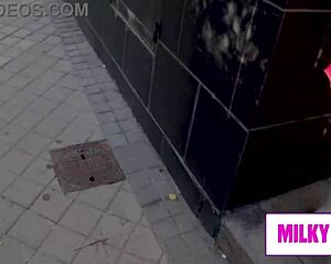 this slutty whore fucks old guy outdoors just for challenge