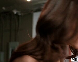 justine the fit milf hops on this young stud's cock right in his classic car ridin wild