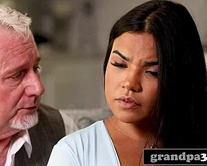 Kinky Old Man Teaches Exotic Petite Asian Stepgranddaughter Hardcore Sofa Pussy Fucking On Casting Couch