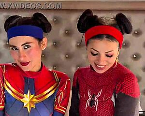 spider woman cosplay fun with friend's boyfriend