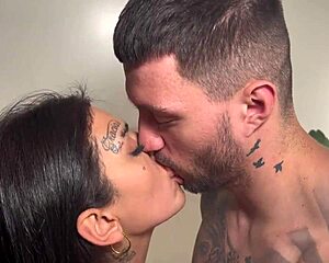 Choking on rauls bud's cock tattooed latina gags deep!