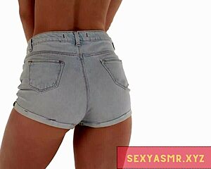 check out this sexy tight jean shorts ass shaking asmr vibe