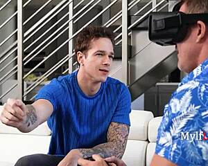 Step Mom and Step Son Sneak Family Fun While Dad's Lost in Metaverse