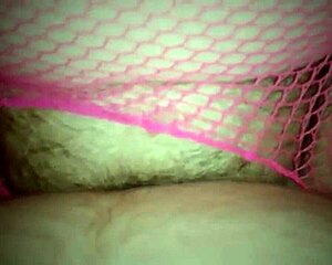 bbw in pink fishnets takes creampie