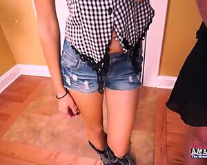 Exotic Coeds Jackie and Trinity Deepthroat and Share Hard Cock Cumshot!