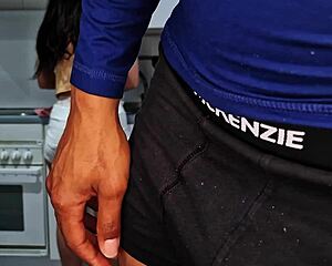 oh fuck my stepdad catches me in kitchen we screw while mom's at work!