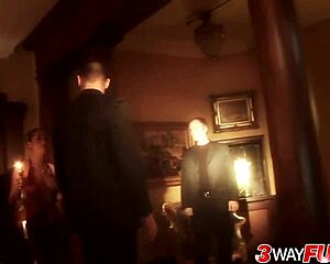 Seductive milf Kaia Kane drains two hard cocks in 3way!