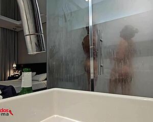 wonder if that husband realized his wife showered with a huge bbc right under his nose