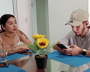 i catch my hermanastra so curious she squirts from my tongue on shaved pussy