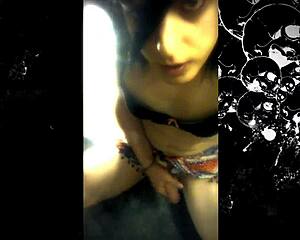 that cute amateur shemale khora strokes her muscular legs and cock on webcam till she cums hard