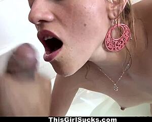 Colombian blonde juana maria deepthroats huge monster cock in sloppy hd blowjob handjob