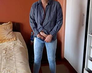 wanna see me let stepson jerk off and cum deep in my ass with his huge cock?