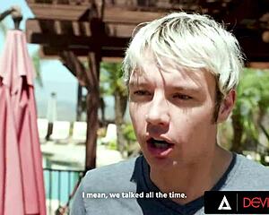 cuckold dude watches his petite blonde ride old man's monster cock doggystyle rough