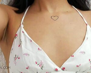 Horny Brunette Teen's Perfect Body Craves Daddy Casting Cum