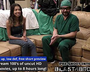 Aria Nicole sucks patient cock backstage then doctor blasts her tight pussy pov