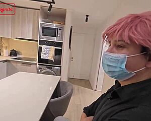 i feel so naughty dressed as maid no dinner for hubby he fucks me hard creampie on tits