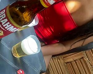 exhibitionist latina teases married man at bar in lingerie