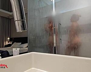 wonder if that husband realized his wife showered with a huge bbc right under his nose