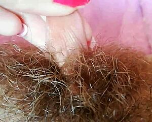 Watch this hairy pussy drip grool with huge clit up close in fetish closeup