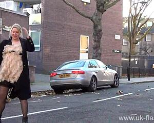 Blonde Amateur Amber West Flashes Tits and Pussy in Public Upskirt Dare!