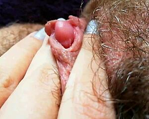 Watch this hairy pussy drip grool with huge clit up close in fetish closeup