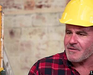 Stepdad watches hot teen Spencer Bradley get fucked hard at construction site by big cock