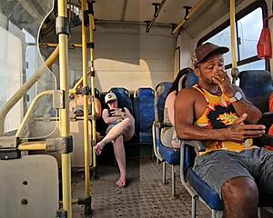 married woman flirts with stranger on bus and ends up fucking him hard