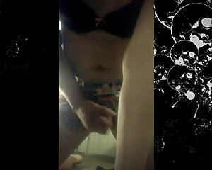 that cute amateur shemale khora strokes her muscular legs and cock on webcam till she cums hard