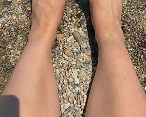 Whoa, these asian soles and feet tease perfectly on the beach for fetish fun!