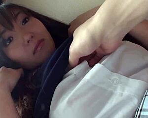 This adorable Japanese girl's hairy pussy loves my creamy cum, she moans so cutely while riding doggystyle