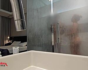 wonder if that husband realized his wife showered with a huge bbc right under his nose