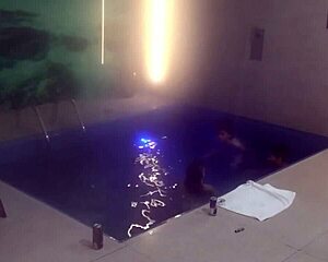 Amateur Couple Invites Nerd Friend for Bareback Threesome Pool Splash