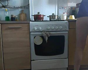 I'm Watching Cute Brunette Teen Ass Gap In Kitchen