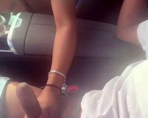 girl strokes big black cock in public car ride