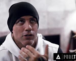 Ambitious milf Sarah Vandella rides football player's cock at work