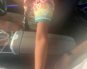 girl strokes big black cock in public car ride