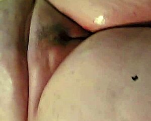 candid sandra's fat hairy pussy lips get licked in garage ass worship